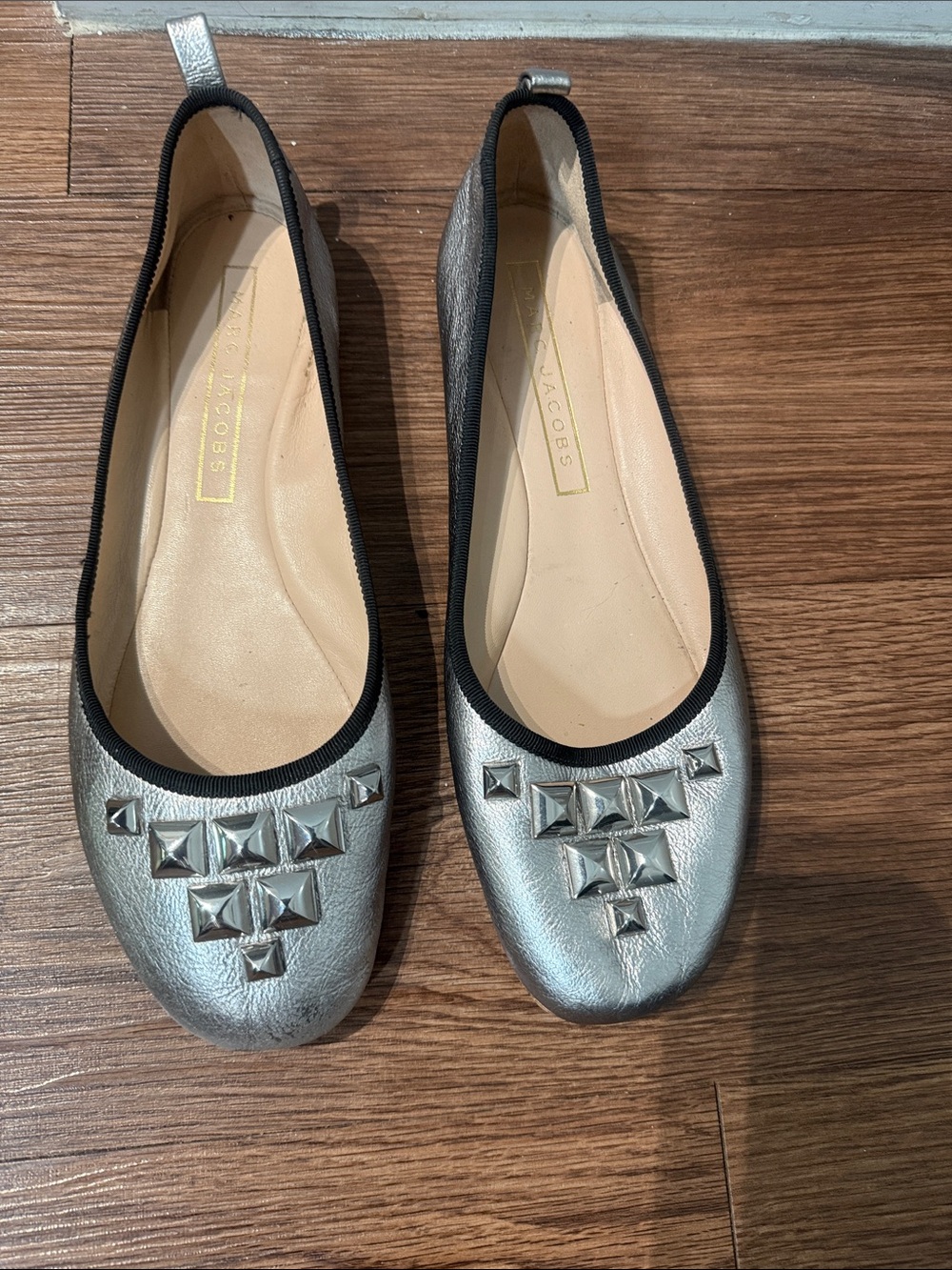 Marc Jacobs Silver Studded Ballet Flats